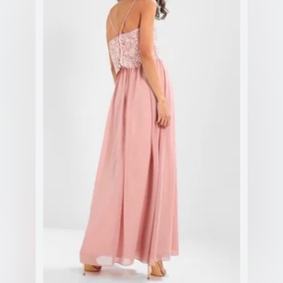 Chi Chi London Robe De Cocktail Light Pink Maxi Dress Size 10